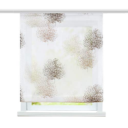 ESLIR Raffrollo Wohnzimmer Raffgardine mit Klettband Gardinen Küche Transparent Bändchenrollo Modern Voile Baum Muster BxH 100x140cm 1 Stück von ESLIR