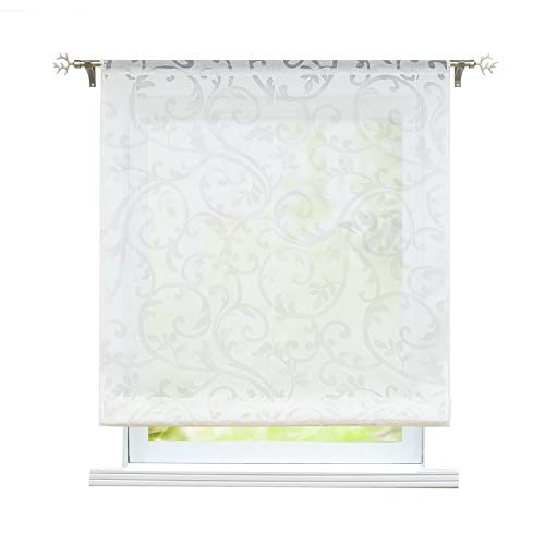 ESLIR Raffrollo Wohnzimmer Raffgardine mit Tunnelzug Gardinen Transparent Bändchenrollo Modern Vorhänge Ausbrenner Weiß BxH 60x155cm 1 Stück ESLIR Raffrollo Wohnzimmer Raffgardine mit Tunnelzug Gardinen Transparent Bändchenrollo Modern Vorhänge Ausbrenner Weiß BxH 60x155cm 1 Stück von ESLIR