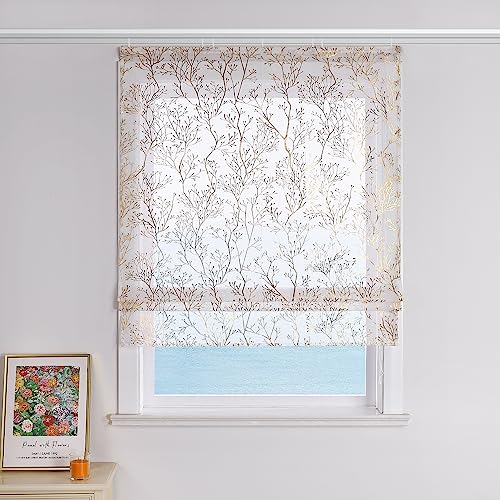 ESLIR Raffrollo mit Klettschiene Gardinen Küche Weiß Raffgardinen mit Klettband Transparent Bändchenrollo Modern Vorhänge Wohnzimmer Gold BxH 80x140cm 1 Stück ESLIR Raffrollo mit Klettschiene Gardinen Küche Weiß Raffgardinen mit Klettband Transparent Bändchenrollo Modern Vorhänge Wohnzimmer Gold BxH 80x140cm 1 Stück von ESLIR