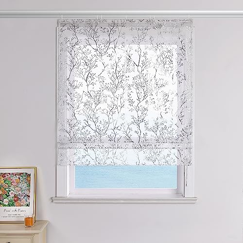 ESLIR Raffrollo mit Klettschiene Gardinen Küche Weiß Raffgardinen mit Klettband Transparent Bändchenrollo Modern Vorhänge Wohnzimmer Silber BxH 140x140cm 1 Stück ESLIR Raffrollo mit Klettschiene Gardinen Küche Weiß Raffgardinen mit Klettband Transparent Bändchenrollo Modern Vorhänge Wohnzimmer Silber BxH 140x140cm 1 Stück von ESLIR