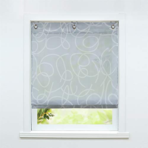 ESLIR Raffrollo mit Ösen Raffgardine ohne Bohren Transparente Gardinen mit U-Haken Modern Ösenrollo Vorhänge Grau BxH 80x140cm 1 Stück ESLIR Raffrollo mit Ösen Raffgardine ohne Bohren Transparente Gardinen mit U-Haken Modern Ösenrollo Vorhänge Grau BxH 80x140cm 1 Stück von ESLIR