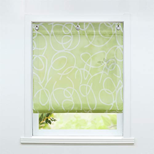 ESLIR Raffrollo mit Ösen Raffgardine ohne Bohren Transparente Gardinen mit U-Haken Modern Ösenrollo Vorhänge Grün BxH 80x140cm 1 Stück von ESLIR