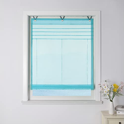 ESLIR Raffrollo mit Ösen Voile Raffgardine ohne Bohren Transparent Ösenrollo Modern Gardinen mit Haken Vorhänge Blau BxH 80x140cm 1 Stück ESLIR Raffrollo mit Ösen Voile Raffgardine ohne Bohren Transparent Ösenrollo Modern Gardinen mit Haken Vorhänge Blau BxH 80x140cm 1 Stück von ESLIR