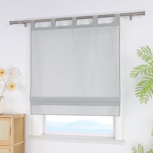 ESLIR Raffrollo mit Schlaufen Blickdicht Raffgardinen Uni Gardinen Küche Wohnzimmer Schlaufenrollo Bändchenrollo für Fenster ohne Bohren Grau BxH 80x140 cm 1 Stück von ESLIR