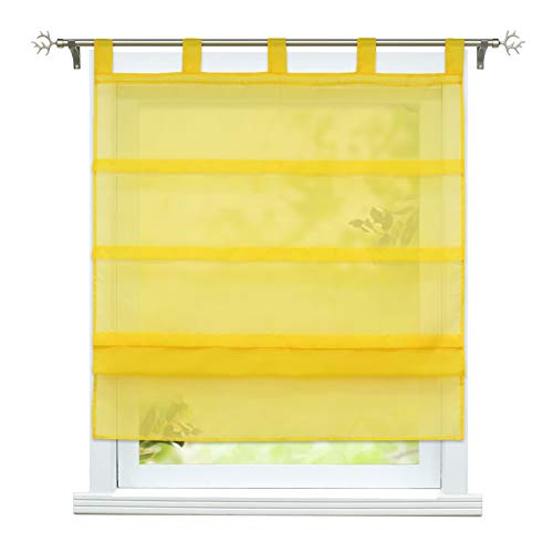 ESLIR Raffrollo mit Schlaufen Gardinen Küche Voile Raffgardinen Transparent Schlaufenrollo Modern Vorhänge Uni 1 Stück Gelb BxH 100x140cm 1 Stück ESLIR Raffrollo mit Schlaufen Gardinen Küche Voile Raffgardinen Transparent Schlaufenrollo Modern Vorhänge Uni 1 Stück Gelb BxH 100x140cm 1 Stück von ESLIR