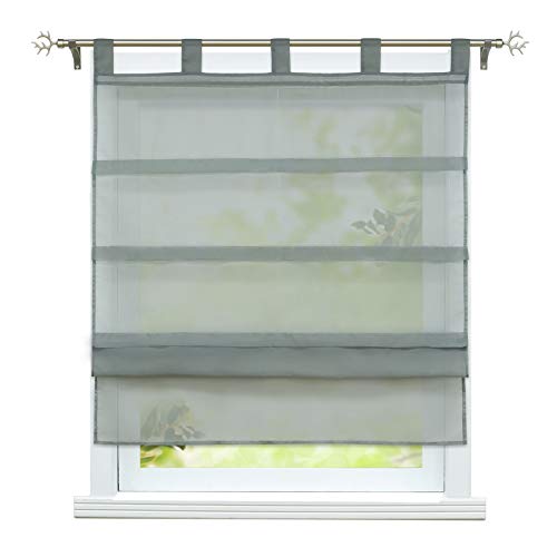 ESLIR Raffrollo mit Schlaufen Gardinen Küche Voile Raffgardinen Transparent Schlaufenrollo Modern Vorhänge Uni 1 Stück Grau #2 BxH 100x140cm 1 Stück ESLIR Raffrollo mit Schlaufen Gardinen Küche Voile Raffgardinen Transparent Schlaufenrollo Modern Vorhänge Uni 1 Stück Grau #2 BxH 100x140cm 1 Stück von ESLIR