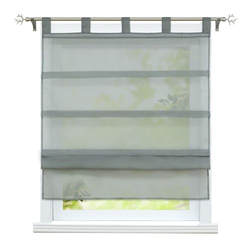 ESLIR Raffrollo mit Schlaufen Gardinen Küche Voile Raffgardinen Transparent Schlaufenrollo Modern Vorhänge Uni 1 Stück Grau #2 BxH 60x140cm 1 Stück ESLIR Raffrollo mit Schlaufen Gardinen Küche Voile Raffgardinen Transparent Schlaufenrollo Modern Vorhänge Uni 1 Stück Grau #2 BxH 60x140cm 1 Stück von ESLIR
