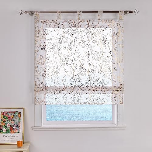 ESLIR Raffrollo mit Schlaufen Gardinen Küche Weiß Raffgardinen Transparent Schlaufenrollo Modern Vorhänge Wohnzimmer Gold BxH 100x140cm 1 Stück ESLIR Raffrollo mit Schlaufen Gardinen Küche Weiß Raffgardinen Transparent Schlaufenrollo Modern Vorhänge Wohnzimmer Gold BxH 100x140cm 1 Stück von ESLIR
