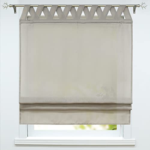 ESLIR Raffrollo mit Schlaufen Leinen Raffgardine Landhaus Schlaufenrollo Halbtransparent Küche Gardinen 1 Stück BxH 140x140cm Hellgrau ESLIR Raffrollo mit Schlaufen Leinen Raffgardine Landhaus Schlaufenrollo Halbtransparent Küche Gardinen 1 Stück BxH 140x140cm Hellgrau von ESLIR