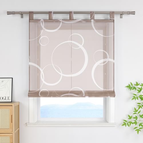 ESLIR Raffrollo mit Schlaufen Modern mit Blasenmuster Raffgardinen Transparent Bändchenrollo für Fenster Voile Schlaufenrollo Wohnzimmer Braun BxH 120x150 cm 1 Stück ESLIR Raffrollo mit Schlaufen Modern mit Blasenmuster Raffgardinen Transparent Bändchenrollo für Fenster Voile Schlaufenrollo Wohnzimmer Braun BxH 120x150 cm 1 Stück von ESLIR