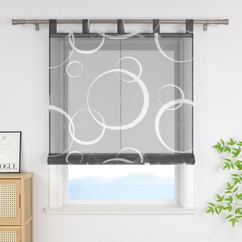 ESLIR Raffrollo mit Schlaufen Modern mit Blasenmuster Raffgardinen Transparent Bändchenrollo für Fenster Voile Schlaufenrollo Wohnzimmer Grau BxH 60x150 cm 1 Stück von ESLIR