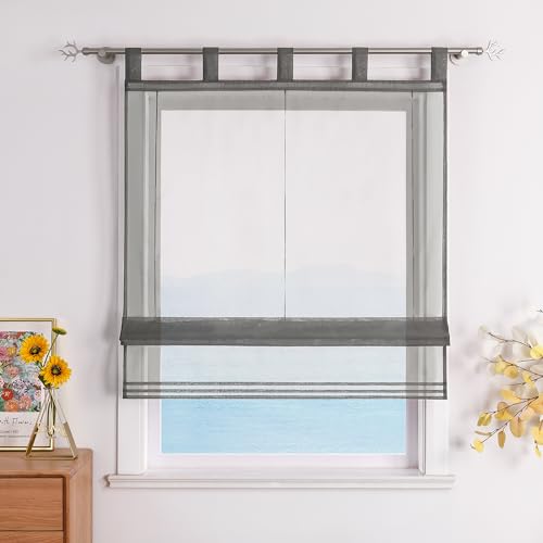 ESLIR Raffrollo mit Schlaufen Raffgardinen Gardinen Küche Transparent Schlaufenrollo Vorhänge Modern Voile Hellgrau BxH 100x155cm 1 Stück ESLIR Raffrollo mit Schlaufen Raffgardinen Gardinen Küche Transparent Schlaufenrollo Vorhänge Modern Voile Hellgrau BxH 100x155cm 1 Stück von ESLIR