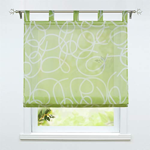 ESLIR Raffrollo mit Schlaufen Raffgardinen Modern Transparente Gardinen Küche Schlaufenrollo Vorhänge Grün BxH 60x140cm 1 Stück von ESLIR