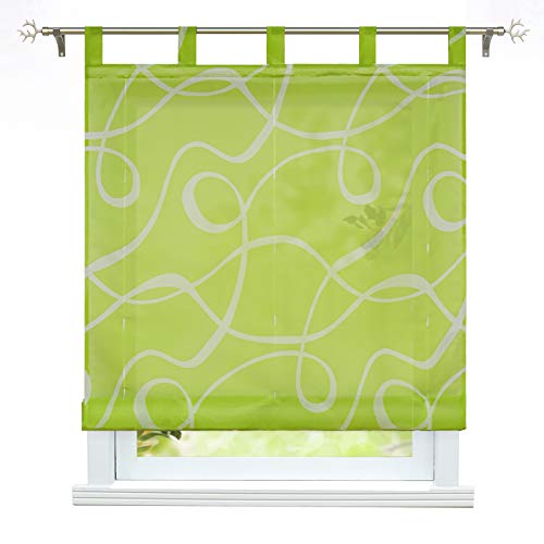 ESLIR Raffrollo mit Schlaufen Transparente Raffgardinen Schlaufenrollo Modern Gardinen Küche mit Strichen-Muster Grün BxH 100x150cm 1 Stück ESLIR Raffrollo mit Schlaufen Transparente Raffgardinen Schlaufenrollo Modern Gardinen Küche mit Strichen-Muster Grün BxH 100x150cm 1 Stück von ESLIR