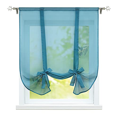 ESLIR Raffrollo mit Tunnelzug Gardinen Küche Voile Raffgardinen Transparent Bindegardine Vorhänge Uni Modern Blau BxH 80x140cm 1 Stück ESLIR Raffrollo mit Tunnelzug Gardinen Küche Voile Raffgardinen Transparent Bindegardine Vorhänge Uni Modern Blau BxH 80x140cm 1 Stück von ESLIR