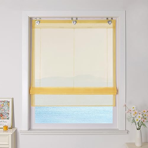 ESLIR Raffrollo ohne Bohren Raffgardinen mit U-Haken Ösenrollo Voile Gardinen Transparent Vorhänge Modern 1 Stück Gelb BxH 45x130cm 1 Stück ESLIR Raffrollo ohne Bohren Raffgardinen mit U-Haken Ösenrollo Voile Gardinen Transparent Vorhänge Modern 1 Stück Gelb BxH 45x130cm 1 Stück von ESLIR