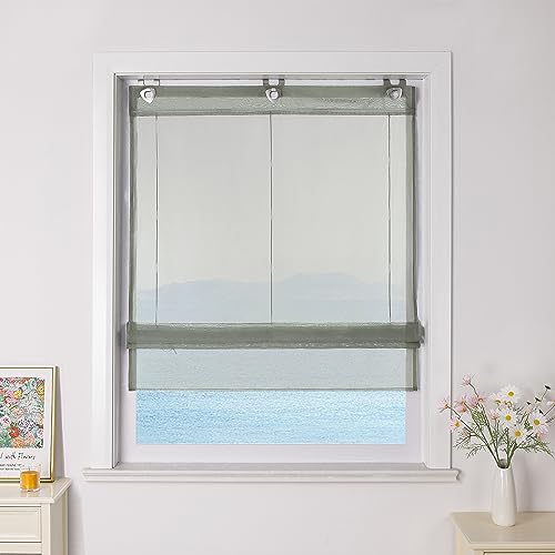 ESLIR Raffrollo ohne Bohren Raffgardinen mit U-Haken Ösenrollo Voile Gardinen Transparent Vorhänge Modern 1 Stück Hellgrau BxH 120x130cm 1 Stück ESLIR Raffrollo ohne Bohren Raffgardinen mit U-Haken Ösenrollo Voile Gardinen Transparent Vorhänge Modern 1 Stück Hellgrau BxH 120x130cm 1 Stück von ESLIR