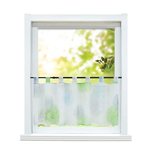 ESLIR Scheibengardine Küche Bistrogardine Modern Gardinen Transparent Kurzgardine mit Schlaufen Vorhänge Voile Grün HxB 60x90cm 1 Stück von ESLIR