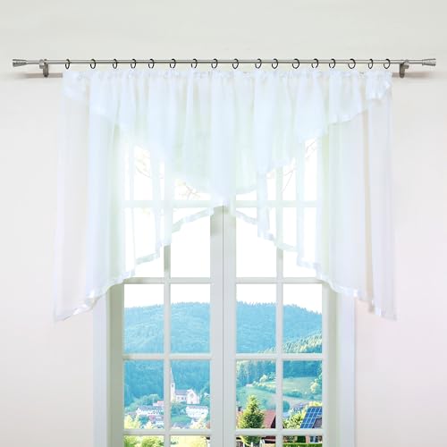 ESLIR Scheibengardine Küche Bistrogardine Transparent Gardinen mit Kräuselband Stores Vorhänge mit Satinband Voile Weiß BxH 400x120cm 1 Stück ESLIR Scheibengardine Küche Bistrogardine Transparent Gardinen mit Kräuselband Stores Vorhänge mit Satinband Voile Weiß BxH 400x120cm 1 Stück von ESLIR