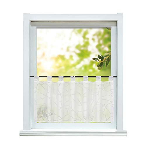 ESLIR Scheibengardine Modern Bistrogardine Küche Gardinen Transparent Weiß Vorhänge Ausbrenner Kurzgardine Zweige #2 Muster HxB 60x90cm 1 Stück von ESLIR