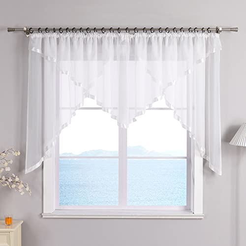 ESLIR Scheibengardine mit Kräuselband Gardinen Küche Bistrogardinen Transparent Stores Vorhänge Mit Satinband Voile Weiß HxB 145x600cm 1 Stück ESLIR Scheibengardine mit Kräuselband Gardinen Küche Bistrogardinen Transparent Stores Vorhänge Mit Satinband Voile Weiß HxB 145x600cm 1 Stück von ESLIR