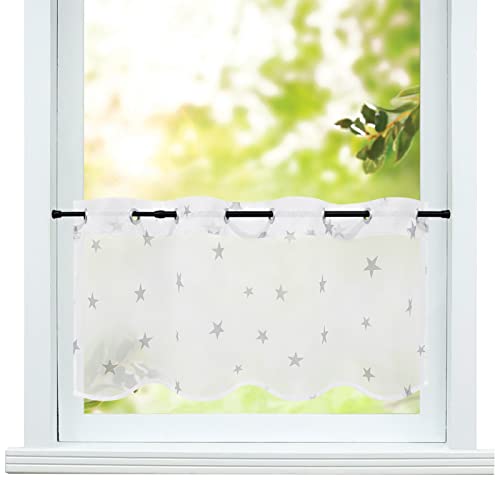 ESLIR Scheibengardine mit Ösen Gardinen Küche Bistrogardinen Transparent Stores Vorhänge mit Sterne Muster Kurzgardinen Voile Grau HxB 30x120cm 1 Stück ESLIR Scheibengardine mit Ösen Gardinen Küche Bistrogardinen Transparent Stores Vorhänge mit Sterne Muster Kurzgardinen Voile Grau HxB 30x120cm 1 Stück von ESLIR