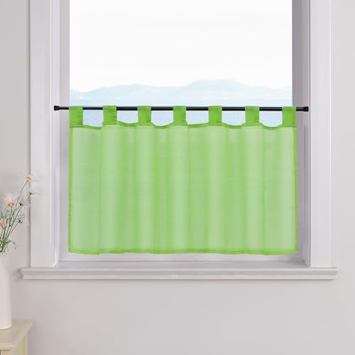 ESLIR Scheibengardine mit Schlaufen Gardinen Küche Bistrogardinen Transparent Stores Vorhänge Kurzgardine Voile Grün BxH 30x90cm 1 Stück ESLIR Scheibengardine mit Schlaufen Gardinen Küche Bistrogardinen Transparent Stores Vorhänge Kurzgardine Voile Grün BxH 30x90cm 1 Stück von ESLIR