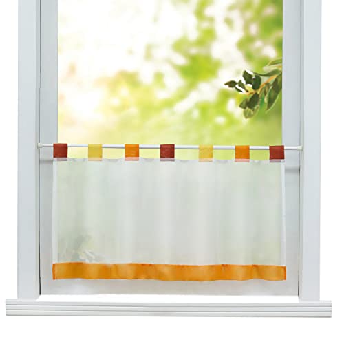 ESLIR Scheibengardine mit Schlaufen Vorhänge Küche Modern Bistrogardinen Transparent Stores Gardinen Kurzgardine Voile Orange BxH 145x60 cm 1 Stück von ESLIR