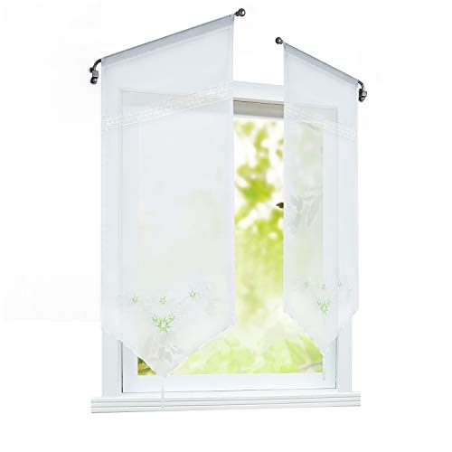ESLIR Scheibengardine mit Tunnelzug Panneaux Gardinen Küche Bistrogardinen Transparent Stores Weiß Voile Grün BxH 60x90cm 1 Stück ESLIR Scheibengardine mit Tunnelzug Panneaux Gardinen Küche Bistrogardinen Transparent Stores Weiß Voile Grün BxH 60x90cm 1 Stück von ESLIR