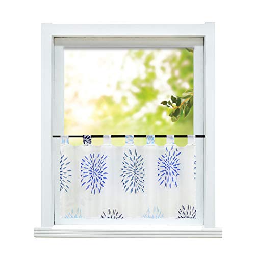 ESLIR Scheibengardine modern Bistrogardine Küche Gardinen Transparent Vorhänge mit Schlaufen Kurzgardine Voile Kreis Muster Blau HxB 60x90cm 1 Stück ESLIR Scheibengardine modern Bistrogardine Küche Gardinen Transparent Vorhänge mit Schlaufen Kurzgardine Voile Kreis Muster Blau HxB 60x90cm 1 Stück von ESLIR