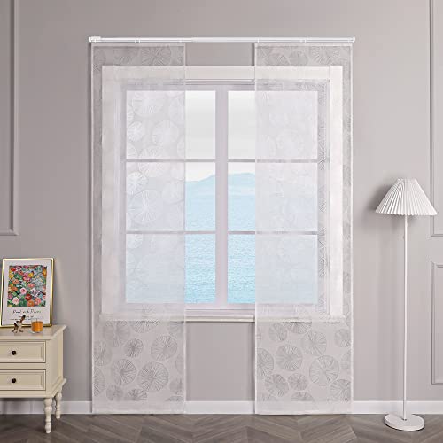 ESLIR Schiebegardinen Ausbrenner Flächenvorhänge Set 2er Gardinen mit Klettband Schiebevorhänge mit Klettband Transparent Vorhang Weiß #2 BxH 57x225cm 2 Stück ESLIR Schiebegardinen Ausbrenner Flächenvorhänge Set 2er Gardinen mit Klettband Schiebevorhänge mit Klettband Transparent Vorhang Weiß #2 BxH 57x225cm 2 Stück von ESLIR