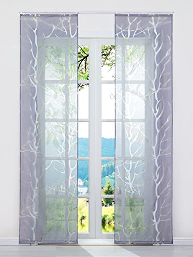 ESLIR Schiebegardinen Ausbrenner Flächenvorhänge Set 2er Gardinen mit Klettband Schiebevorhang Transparent Vorhang Grau #3 BxH 57x145cm 2 Stück ESLIR Schiebegardinen Ausbrenner Flächenvorhänge Set 2er Gardinen mit Klettband Schiebevorhang Transparent Vorhang Grau #3 BxH 57x145cm 2 Stück von ESLIR