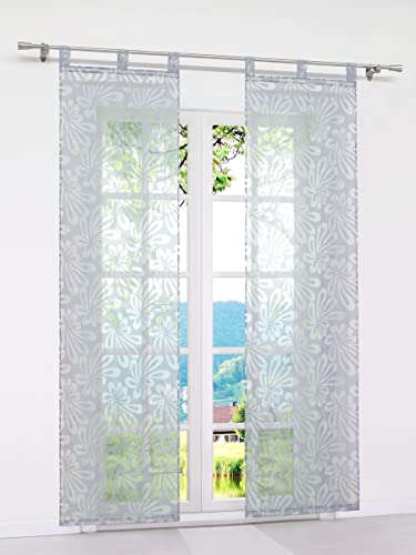 ESLIR Schiebegardinen Ausbrenner Flächenvorhänge Set 2er Gardinen mit Schlaufen Schiebevorhang Transparent Vorhang Grau #2 BxH 57x145cm 2 Stück von ESLIR