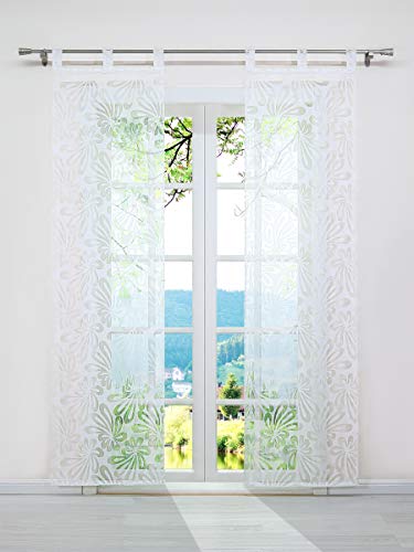 ESLIR Schiebegardinen Ausbrenner Flächenvorhänge Set 2er Gardinen mit Schlaufen Schiebevorhang Transparent Vorhang Weiß #2 BxH 57x245cm 2 Stück ESLIR Schiebegardinen Ausbrenner Flächenvorhänge Set 2er Gardinen mit Schlaufen Schiebevorhang Transparent Vorhang Weiß #2 BxH 57x245cm 2 Stück von ESLIR
