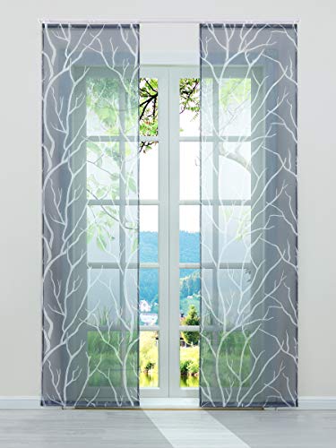 ESLIR Schiebegardinen Set 2er Flächenvorhänge Gardinen mit Klettband Schiebevorhang Transparent Vorhang mit Zweige Muster Voile Grau BxH 57x145cm 2 Stück ESLIR Schiebegardinen Set 2er Flächenvorhänge Gardinen mit Klettband Schiebevorhang Transparent Vorhang mit Zweige Muster Voile Grau BxH 57x145cm 2 Stück von ESLIR