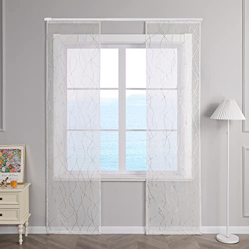 ESLIR Schiebegardinen Set 2er Flächenvorhänge Voile Gardinen mit Klettband Schiebevorhang Transparent Wohnzimmer Modern mit Wellen Muster Gold BxH 57x245cm 2 Stück ESLIR Schiebegardinen Set 2er Flächenvorhänge Voile Gardinen mit Klettband Schiebevorhang Transparent Wohnzimmer Modern mit Wellen Muster Gold BxH 57x245cm 2 Stück von ESLIR