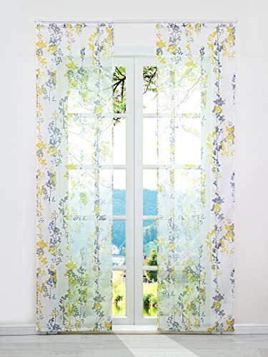 ESLIR Schiebegardinen Set 2er Flächenvorhänge Voile Schiebevorhang Gardinen mit Klettband Transparent Vorhang Modern Gelb BxH 57x145cm 2 Stück ESLIR Schiebegardinen Set 2er Flächenvorhänge Voile Schiebevorhang Gardinen mit Klettband Transparent Vorhang Modern Gelb BxH 57x145cm 2 Stück von ESLIR