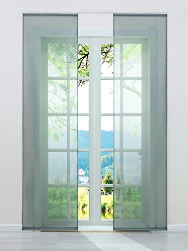 ESLIR Schiebegardinen Voile Flächenvorhänge Set 2er Gardinen mit Klettband Schiebevorhang Transparent Vorhang Uni Grau BxH 57x175cm 2 Stück ESLIR Schiebegardinen Voile Flächenvorhänge Set 2er Gardinen mit Klettband Schiebevorhang Transparent Vorhang Uni Grau BxH 57x175cm 2 Stück von ESLIR