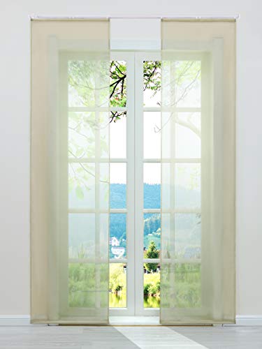 ESLIR Schiebegardinen Voile Flächenvorhänge Set 2er Gardinen mit Klettband Schiebevorhang Transparent Vorhang Uni Sand BxH 57x145cm 2 Stück ESLIR Schiebegardinen Voile Flächenvorhänge Set 2er Gardinen mit Klettband Schiebevorhang Transparent Vorhang Uni Sand BxH 57x145cm 2 Stück von ESLIR