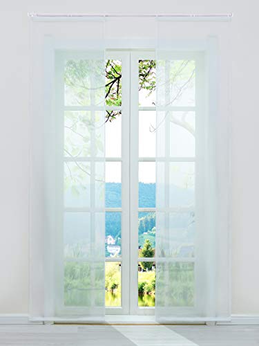 ESLIR Schiebegardinen Voile Flächenvorhänge Set 2er Gardinen mit Klettband Schiebevorhang Transparent Vorhang Uni Weiß BxH 57x145cm 2 Stück ESLIR Schiebegardinen Voile Flächenvorhänge Set 2er Gardinen mit Klettband Schiebevorhang Transparent Vorhang Uni Weiß BxH 57x145cm 2 Stück von ESLIR