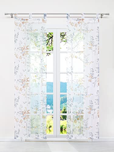 ESLIR Schiebegardinen Voile Flächenvorhänge Set 2er Gardinen mit Schlaufen Schiebevorhang Transparent Vorhang mit Blätter Muster Orange BxH 57x245cm 2 Stück ESLIR Schiebegardinen Voile Flächenvorhänge Set 2er Gardinen mit Schlaufen Schiebevorhang Transparent Vorhang mit Blätter Muster Orange BxH 57x245cm 2 Stück von ESLIR