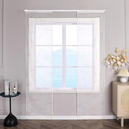 ESLIR Schiebegardinen Voile Flächenvorhänge Set 2er Schiebevorhang Wohnzimmer Gardinen mit Klettband Gardinenschals Transparent Vorhänge Gold BxH 57x245cm 2 Stück ESLIR Schiebegardinen Voile Flächenvorhänge Set 2er Schiebevorhang Wohnzimmer Gardinen mit Klettband Gardinenschals Transparent Vorhänge Gold BxH 57x245cm 2 Stück von ESLIR