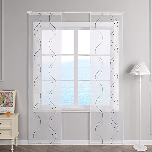 ESLIR Schiebegardinen Voile Flächenvorhänge Set 2er Schiebevorhang Wohnzimmer Gardinen mit Klettband Transparent Vorhang Bestickt Grau BxH 57x245cm 2 Stück ESLIR Schiebegardinen Voile Flächenvorhänge Set 2er Schiebevorhang Wohnzimmer Gardinen mit Klettband Transparent Vorhang Bestickt Grau BxH 57x245cm 2 Stück von ESLIR