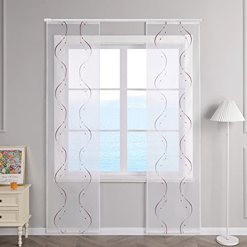 ESLIR Schiebegardinen Voile Flächenvorhänge Set 2er Schiebevorhang Wohnzimmer Gardinen mit Klettband Transparent Vorhang Bestickt Violett BxH 57x175cm 2 Stück ESLIR Schiebegardinen Voile Flächenvorhänge Set 2er Schiebevorhang Wohnzimmer Gardinen mit Klettband Transparent Vorhang Bestickt Violett BxH 57x175cm 2 Stück von ESLIR