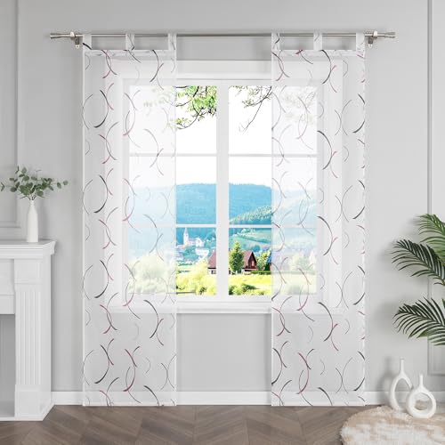 ESLIR Schiebegardinen Voile Flächenvorhänge Set 2er Schiebevorhang mit Schlaufen Wohnzimmer Schlaufenschals Gardinenschals Transparent mit buntes Linienmuster Grün BxH 57x175cm 2 Stücke ESLIR Schiebegardinen Voile Flächenvorhänge Set 2er Schiebevorhang mit Schlaufen Wohnzimmer Schlaufenschals Gardinenschals Transparent mit buntes Linienmuster Grün BxH 57x175cm 2 Stücke von ESLIR