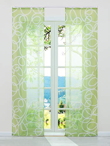 ESLIR Schiebegardinen Voile Flächenvorhänge Transparente Schiebevorhang Set 2er Gardinen mit Klettband Vorhang mit unregelmäßigen Kreis-Design Grün BxH 57x225cm 2 Stück ESLIR Schiebegardinen Voile Flächenvorhänge Transparente Schiebevorhang Set 2er Gardinen mit Klettband Vorhang mit unregelmäßigen Kreis-Design Grün BxH 57x225cm 2 Stück von ESLIR