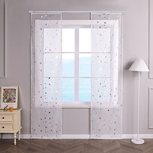 ESLIR Schiebegardinen mit Klettband Set 2er Flächenvorhänge Wohnzimmer Modern Schiebevorhang Transparent Vorhänge Weiß Gardinen Voile Silber BxH 57x245cm 2 Stück ESLIR Schiebegardinen mit Klettband Set 2er Flächenvorhänge Wohnzimmer Modern Schiebevorhang Transparent Vorhänge Weiß Gardinen Voile Silber BxH 57x245cm 2 Stück von ESLIR