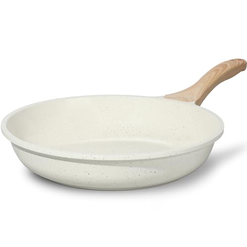 ESLITE LIFE Antihaft-Keramik-Bratpfanne, ungiftig, Eier-Omelett-Küchen-Kochpfannen, kompatibel mit allen Herdarten (Gas, Elektro und Induktion), PTFE- und PFOA-frei (weiß, 20,3 cm) von ESLITE LIFE