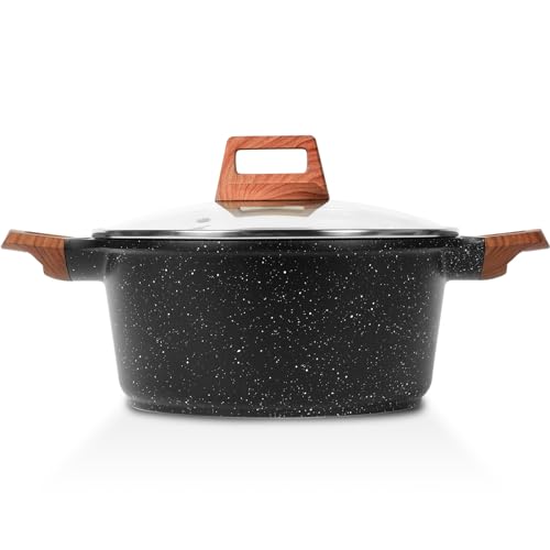 SATOHA ESLITE Life 5 Quart Soup Pot with Lid Nonstick Cooking Stock Pot Induction Compatible with Granite Stone Coating SATOHA ESLITE Life 5 Quart Soup Pot with Lid Nonstick Cooking Stock Pot Induction Compatible with Granite Stone Coating von ESLITE LIFE