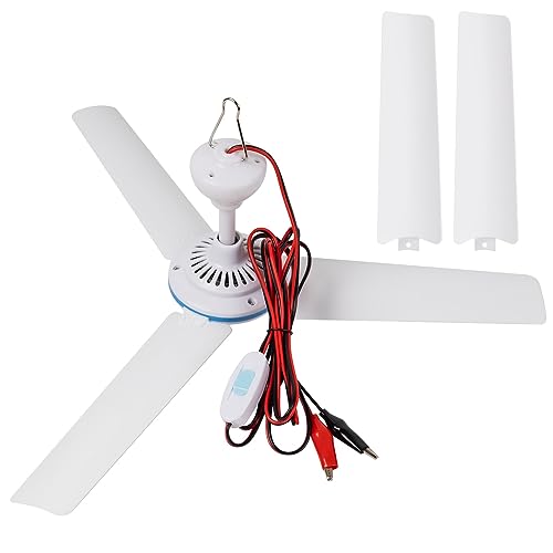 ESLOYSUN DC 12V Tragbarer Deckenventilator 19.7" Mini hängender Deckenventilator Camping Zelt Fans für Outdoor RV Pavillon, batteriebetriebener Deckenventilator Silent Design von ESLOYSUN